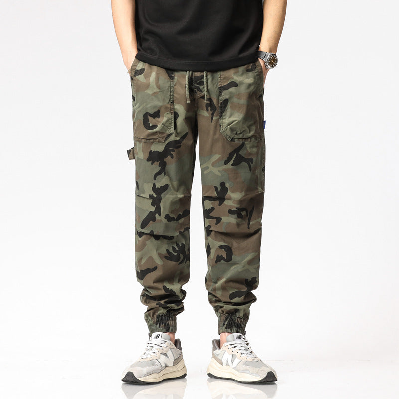 Herren Cargohose im Jogger-Stil mit Camouflage, elastischen Bündchen und Multifachtaschen Drune