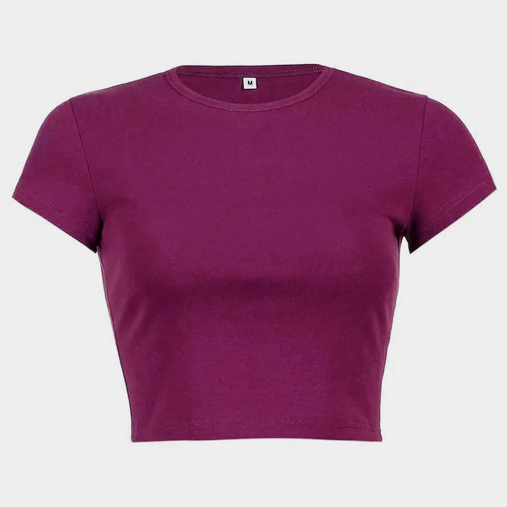 Damen Cropped Classic Fit T-Shirt Drune