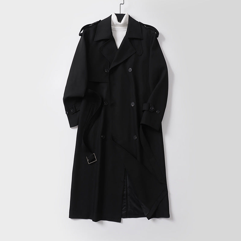 Damen klassischer Doppelreihiger Trenchcoat mit Taillengürtel und Schalkragen Drune