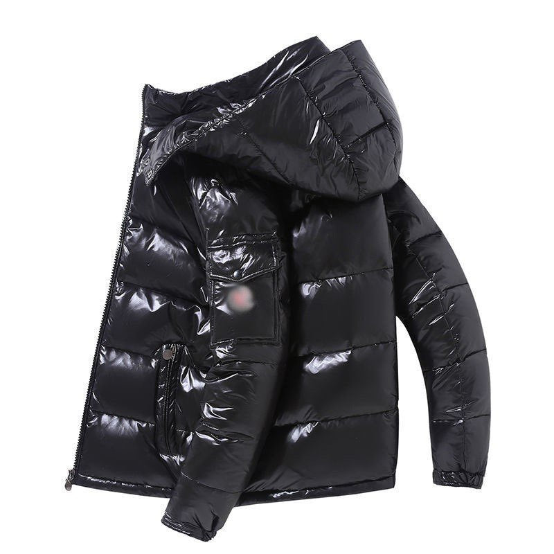 Herren Glänzende Stepp-Kapuzenjacke mit Cargo-Brusttasche Drune