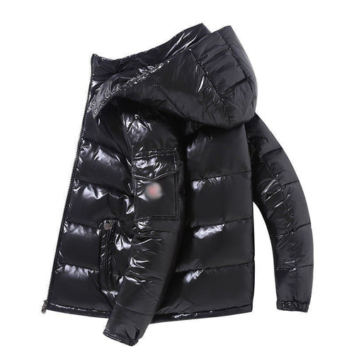 Herren Glänzende Stepp-Kapuzenjacke mit Cargo-Brusttasche Drune
