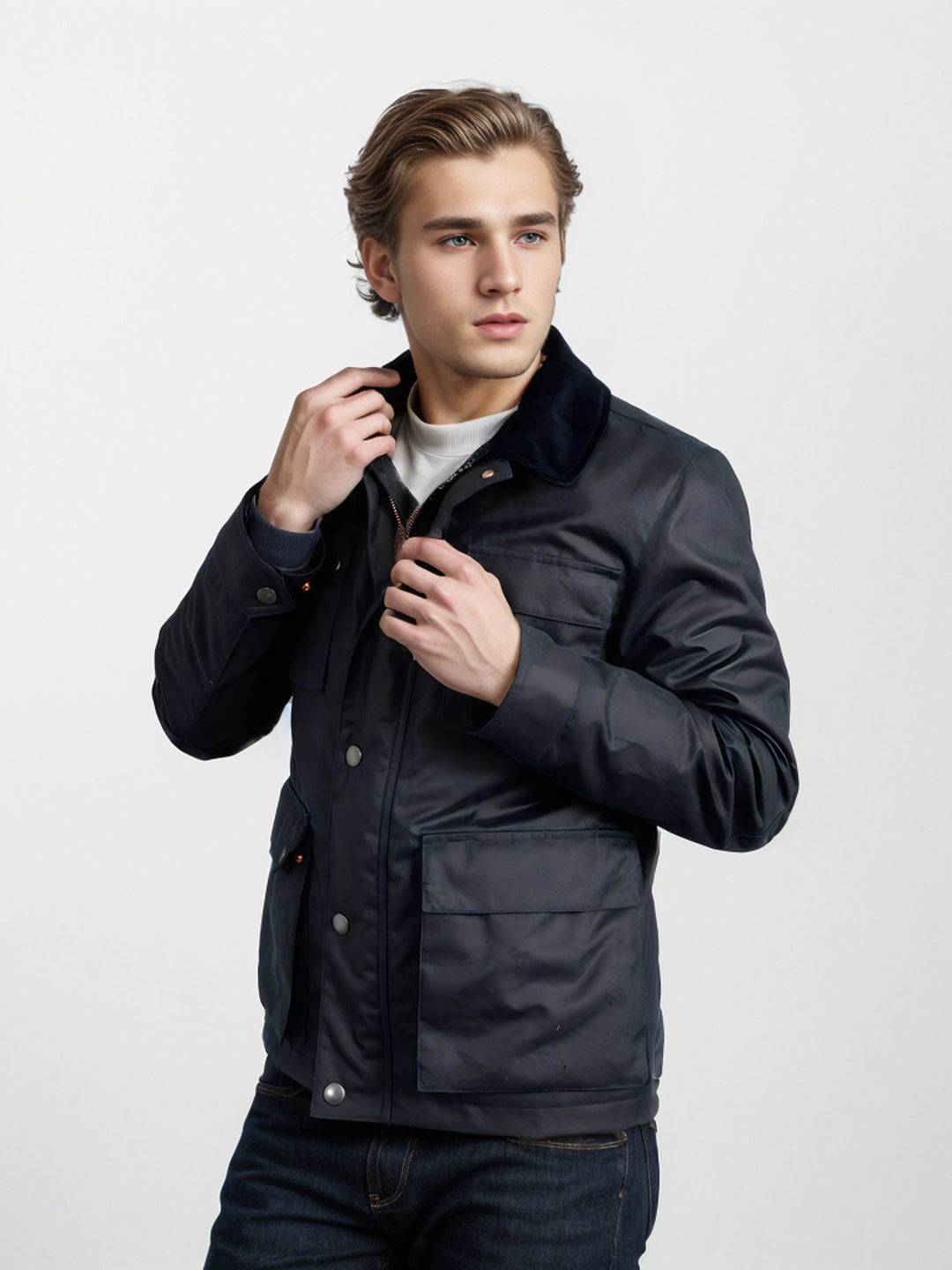 Herren funktionale Sportjacke mit praktischen Taschen und hochschließendem Kragen Drune