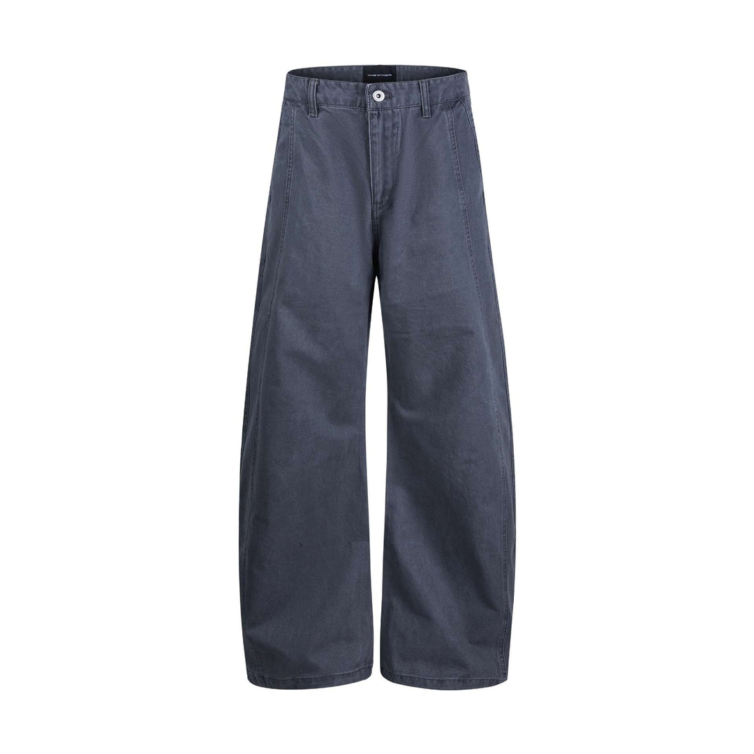 Damen weite knöchellange Hose mit hoher Taille aus Baumwoll-Denim Drune