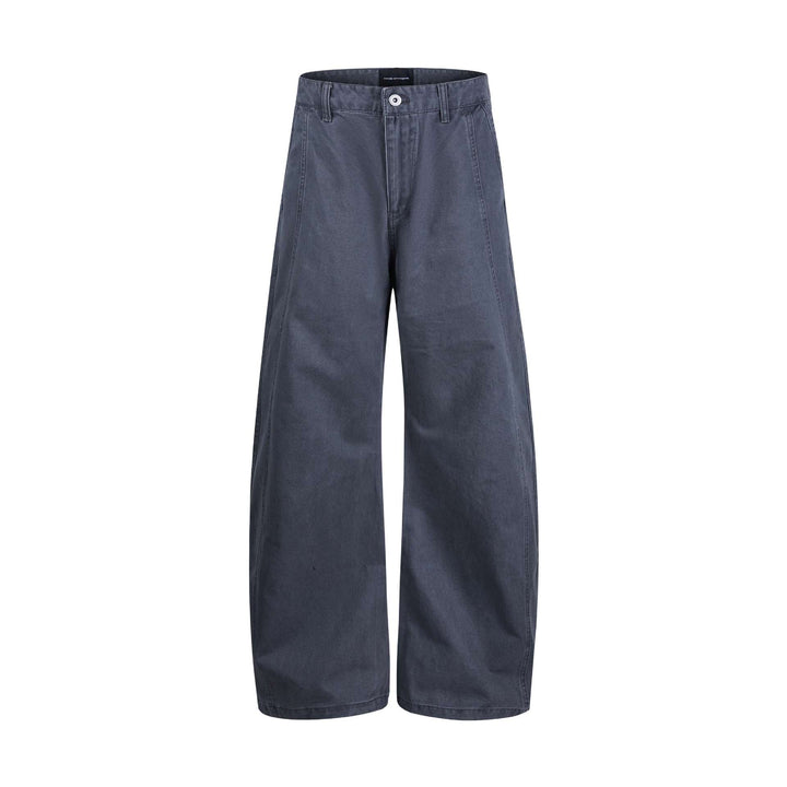 Damen weite knöchellange Hose mit hoher Taille aus Baumwoll-Denim Drune