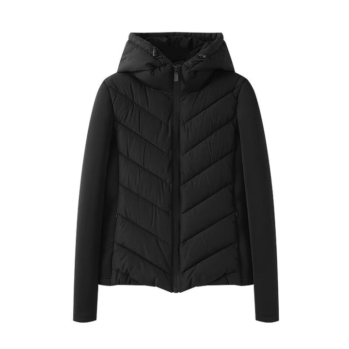Damen Hybrid-Steppjacke mit Wattierung, Kapuze und elastischen Ärmel-Einsätzen Drune
