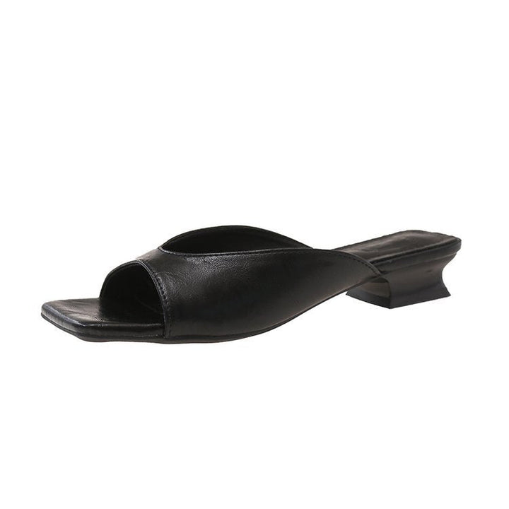 Damen offene Mules mit modernem Blockabsatz Drune