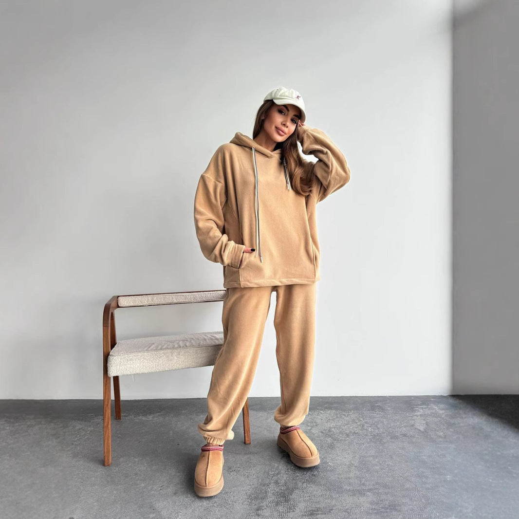 Damen Oversize-Fleece-Hoodie mit Kapuze und taillierter Tapered-Jogginghose Drune