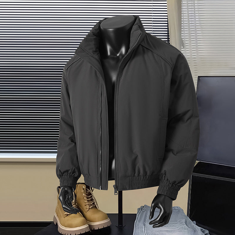 Herren Leichte Harrington-Jacke mit Stehkragen, elastischem Saum und Zwei-Wege-Reißverschluss Drune