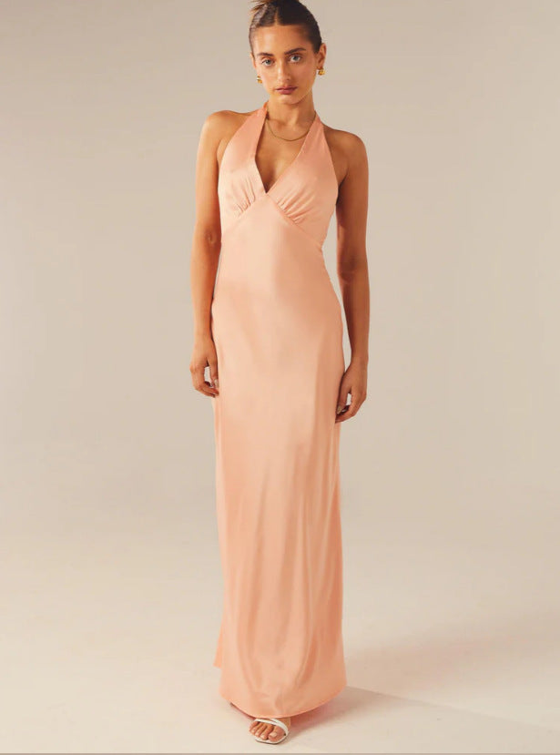 Damen Elegantes Wickelkleid mit V-Ausschnitt und schmalem, fließendem Schnitt Drune