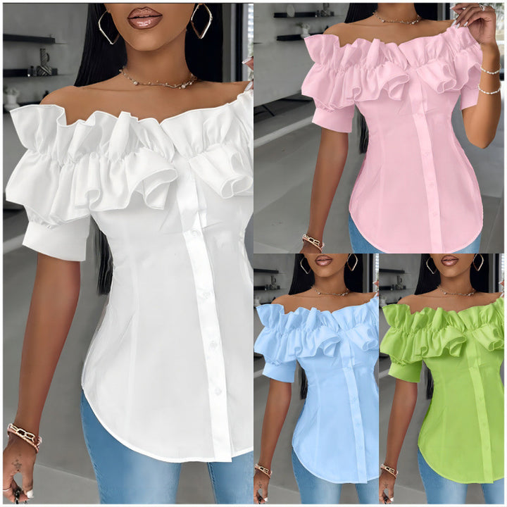 Damen Off-Shoulder Rüschbluse Drune
