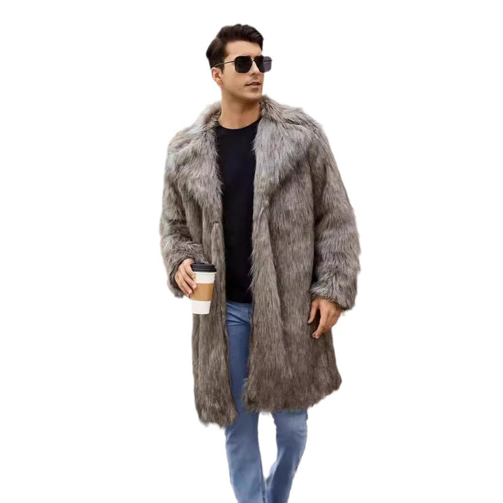 Herren Luxuriöser Kunstpelzmantel mit breitem Kragen Drune
