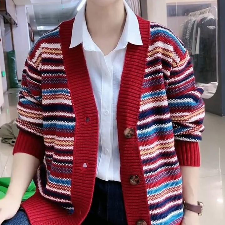 Damen Strickjacke mit vielfältigem Streifendesign Drune