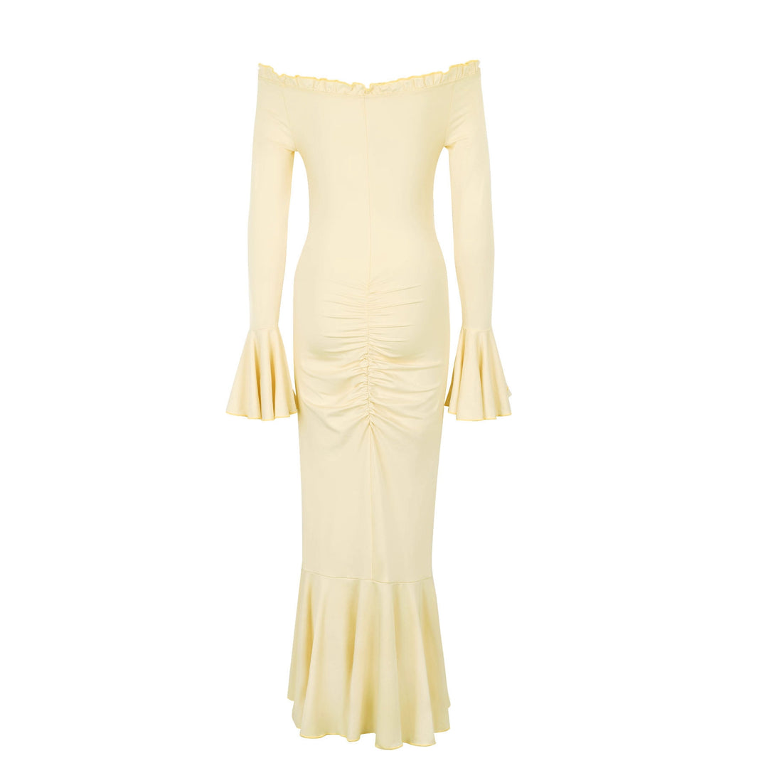 Damen Wickelkleid mit Rüschendetails und charmanten Ärmeln Drune