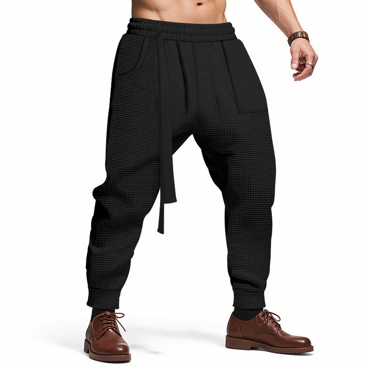 Herren Bequeme Waffelstruktur Jogginghose mit Kordelzug Drune
