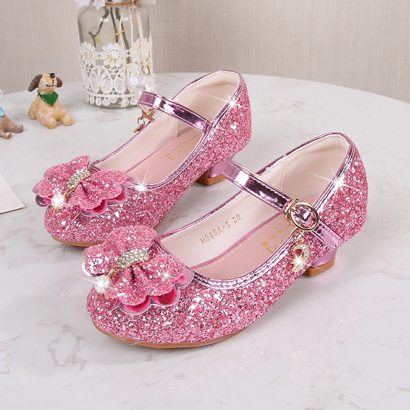 Mädchen Glitzernde Ballerinas mit Schleifenapplikation Drune