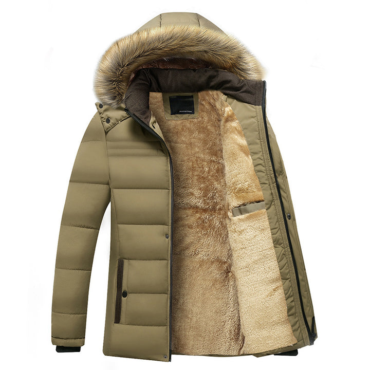Herren Winterparka mit wärmendem Teddyfutter, abnehmbarer Kapuze und hoher Stehkragen Drune