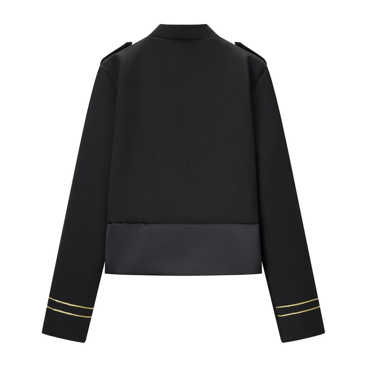 Damen Militärisch inspirierte Kurzjacke mit Goldkordel‑Applikation und Stehkragen Drune