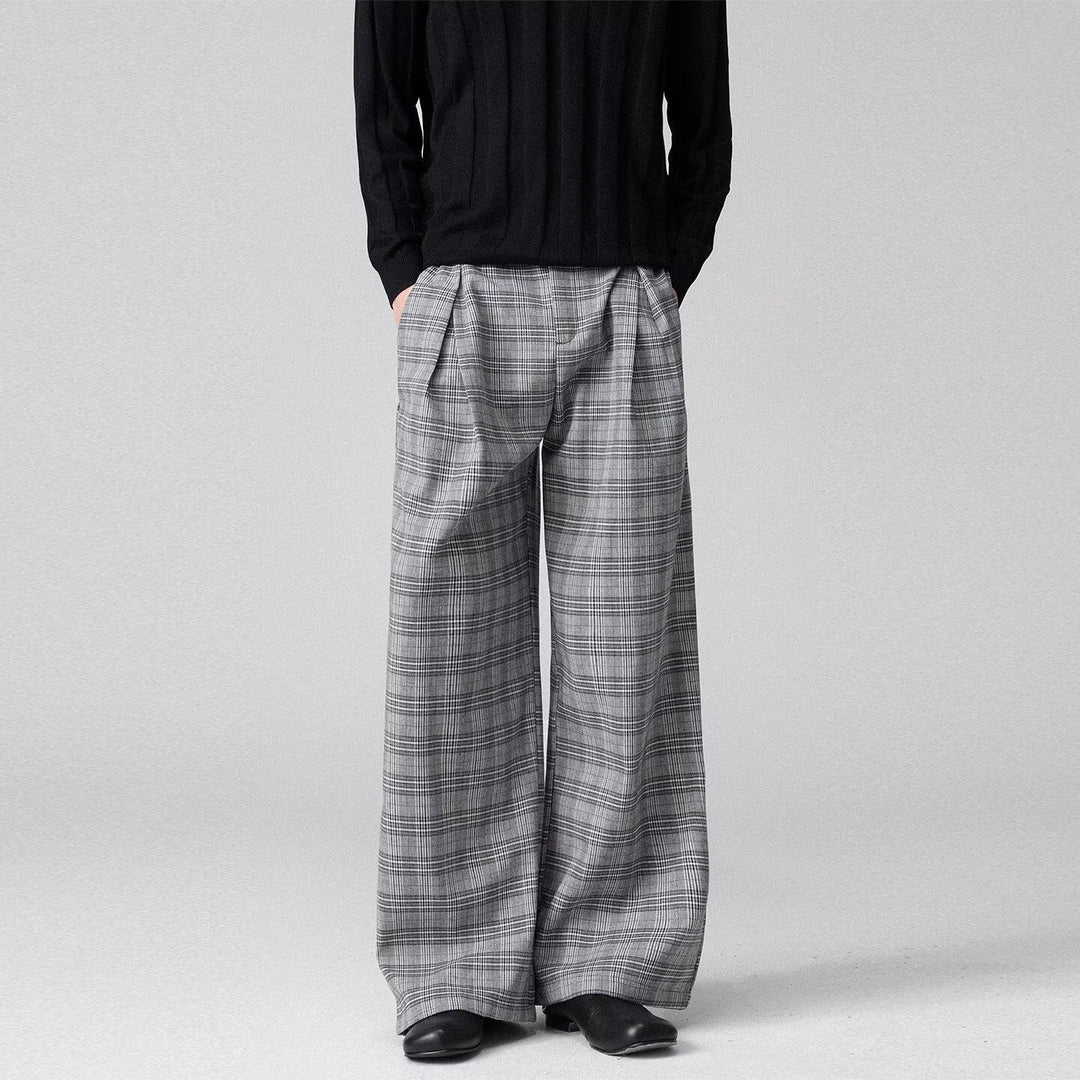 Herren Weitgeschnittene Karottenhose mit Karo-Muster Drune