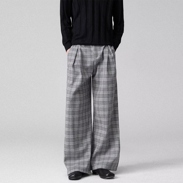 Herren Weitgeschnittene Karottenhose mit Karo-Muster Drune