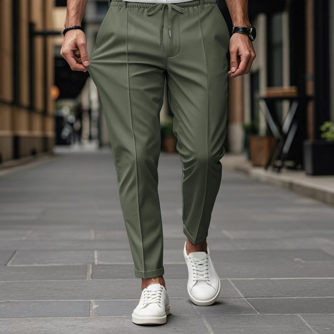 Herren elegante Chinohose mit dehnbarem Bund und seitlichen Taschen Drune