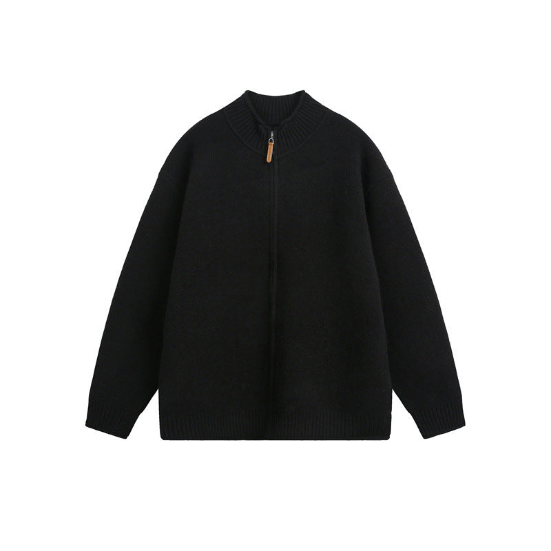 Unisex Strick-Zipjacke mit hohem Rippkragen und Oversize‑Schnitt Drune