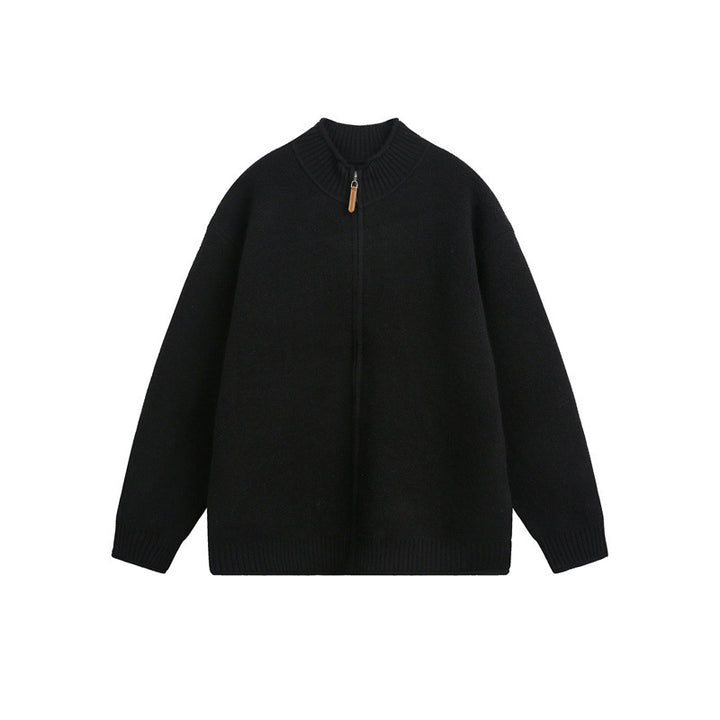 Unisex Strick-Zipjacke mit hohem Rippkragen und Oversize‑Schnitt Drune