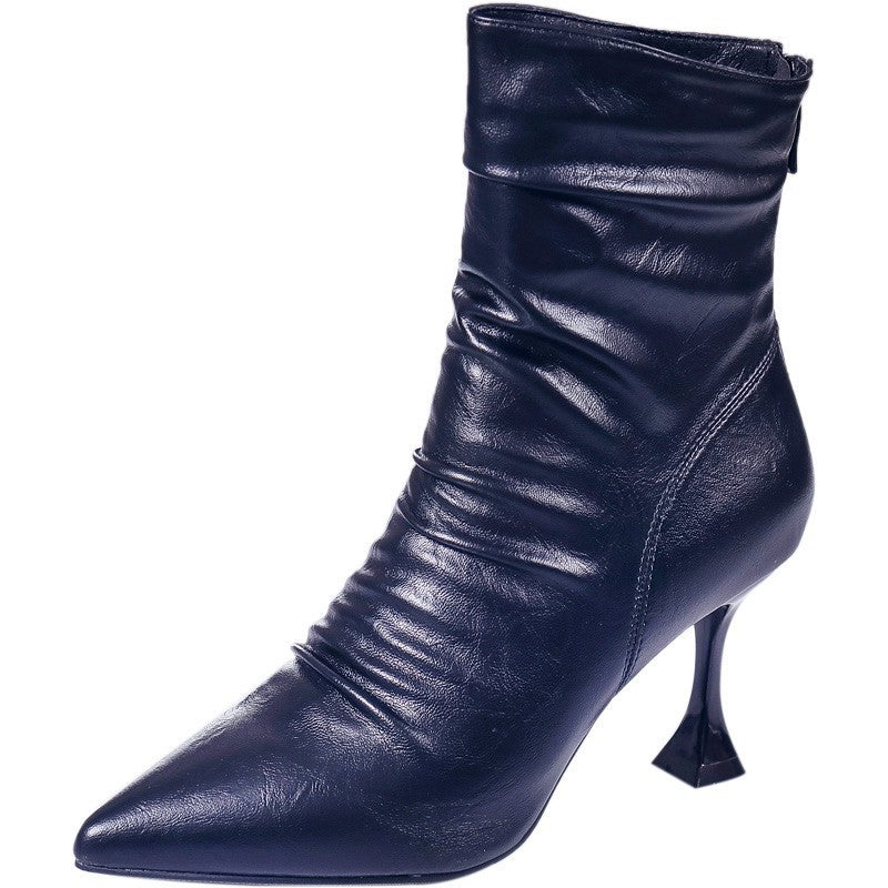 Damen Elegante Ankle Boots mit spitzem Fuß Drune