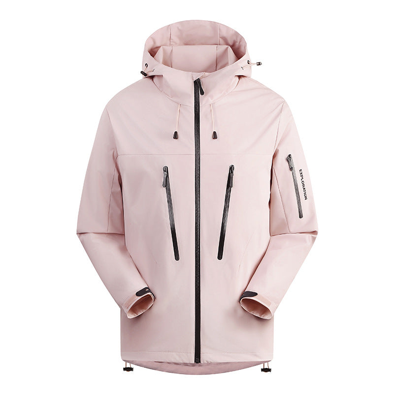 Herren Dreilagige atmungsaktive Hardshell-Outdoorjacke mit Kapuze und verschweißten Nähten Drune
