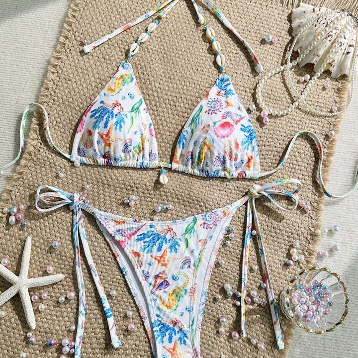 Damen Triangel-Bikini mit handgefertigten Muschelverzierungen Drune