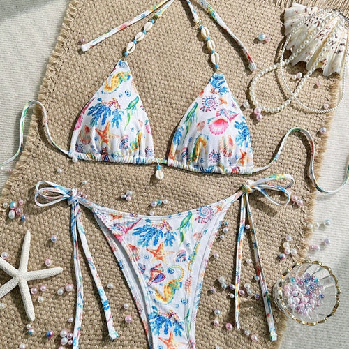 Damen Triangel-Bikini mit handgefertigten Muschelverzierungen Drune