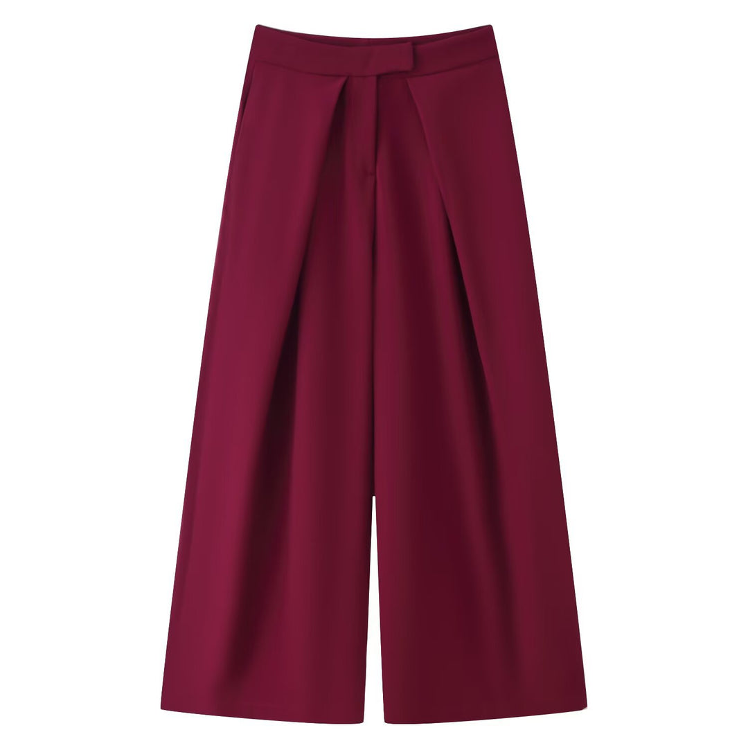 Damen Culotte-Hose mit weitem Bein, hoher Taille und ausgestellter Silhouette Drune
