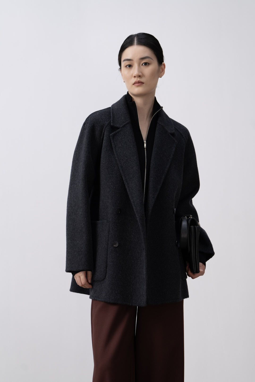 Damen Doppelreiher Wollmischung Blazer Drune