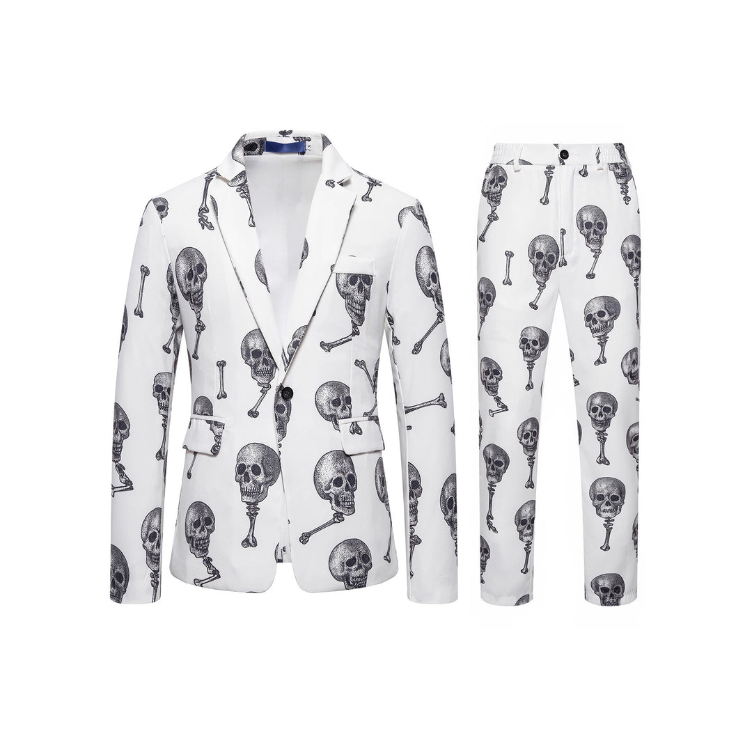 Herren Zweiteiliges Satin-Anzugsset mit grafischem Allover‑Print und schmaler Silhouette Drune