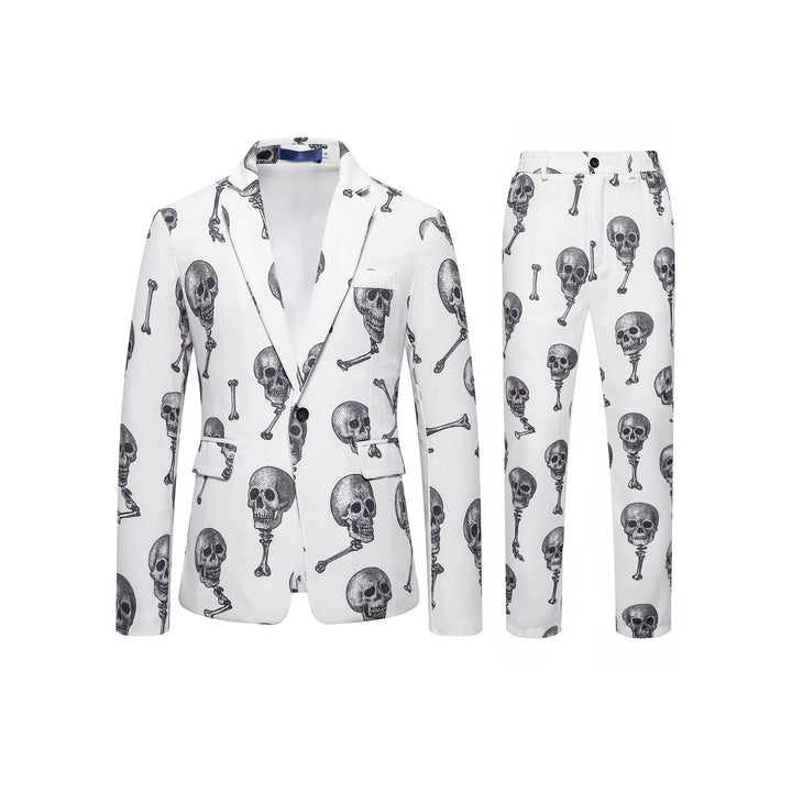 Herren Zweiteiliges Satin-Anzugsset mit grafischem Allover‑Print und schmaler Silhouette Drune