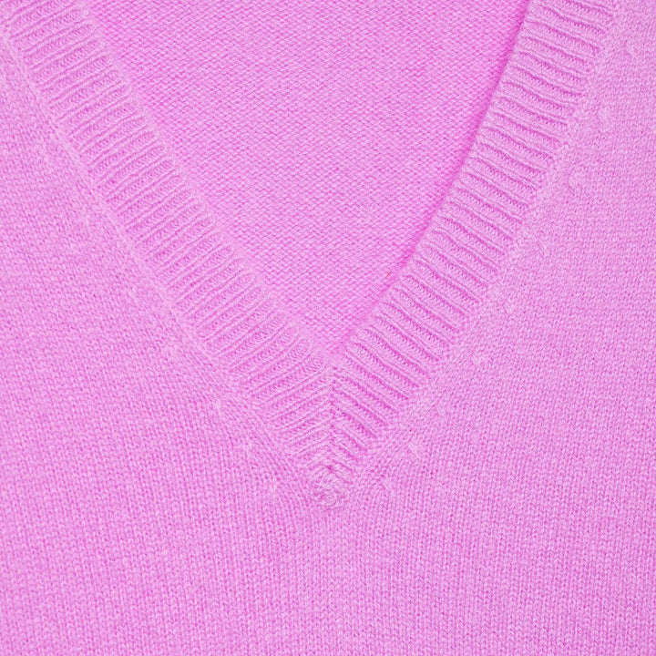 Damen Grobgestrickter V‑Ausschnitt Zopfstrickpullover mit Rippbündchen Drune