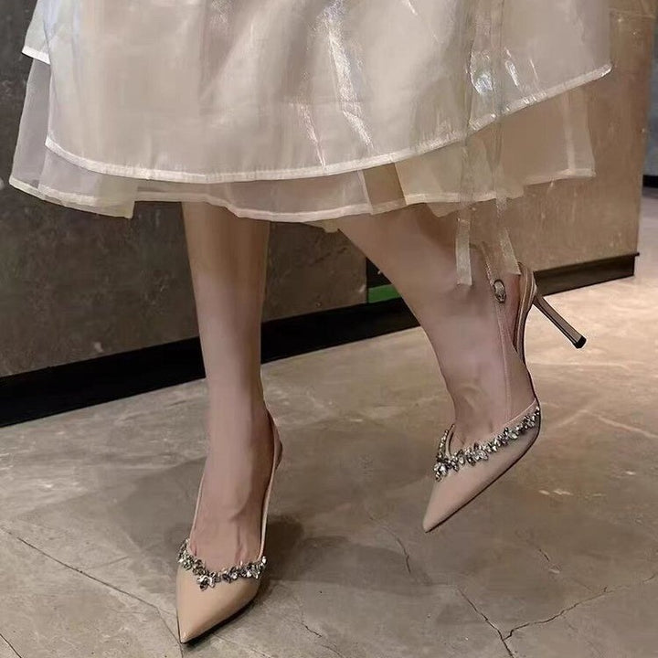 Damen Slingback‑Pumps mit spitzer Zehenform, verstellbarem Fersenriemen und Kristallbesatz Drune