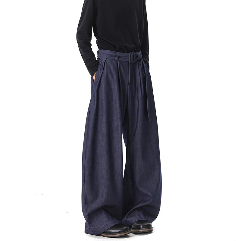 Damen Weite Paperbag-Hose mit hohem Bund, Falten und Taillengürtel Drune