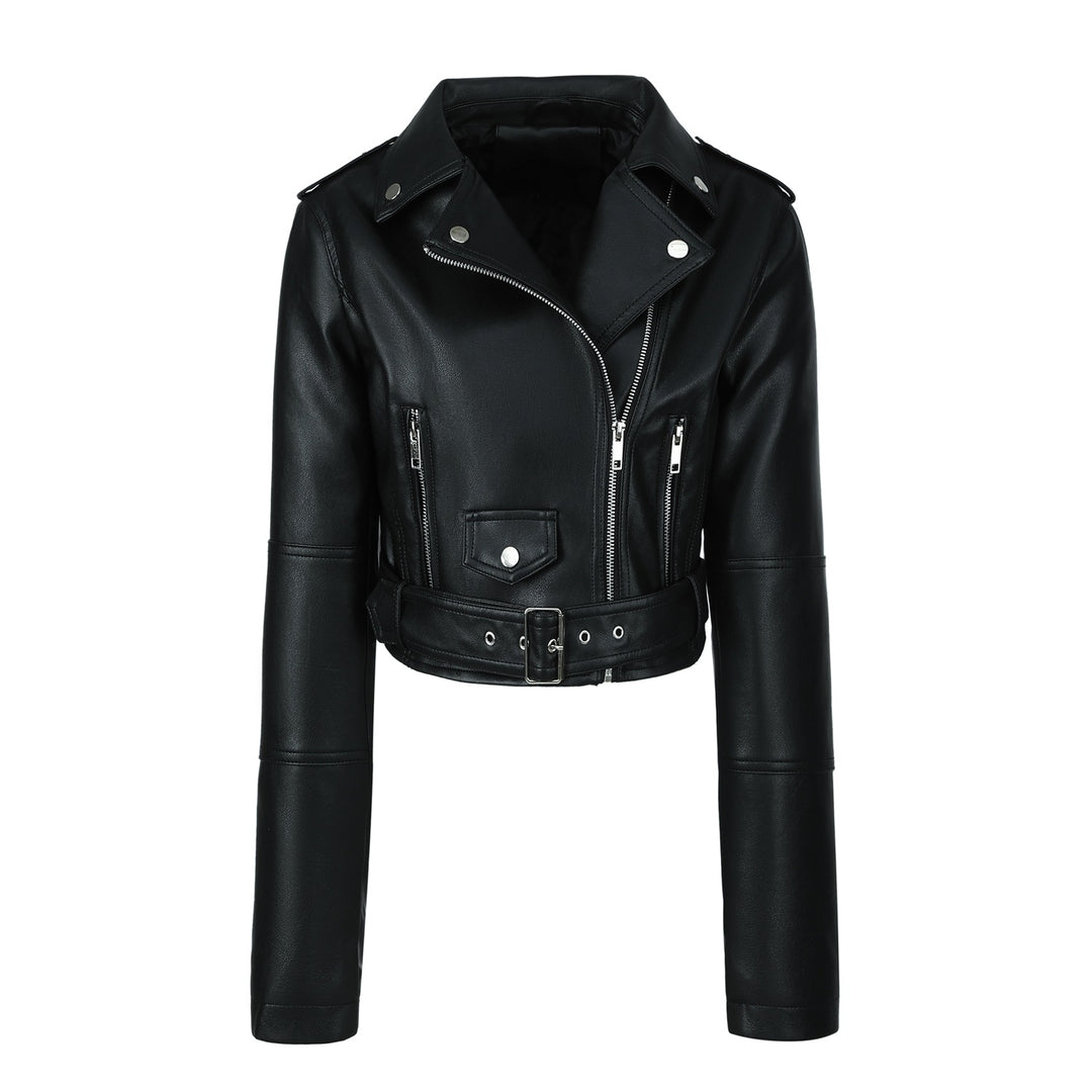 Damen Modische Bikerjacke mit Gürtel Drune
