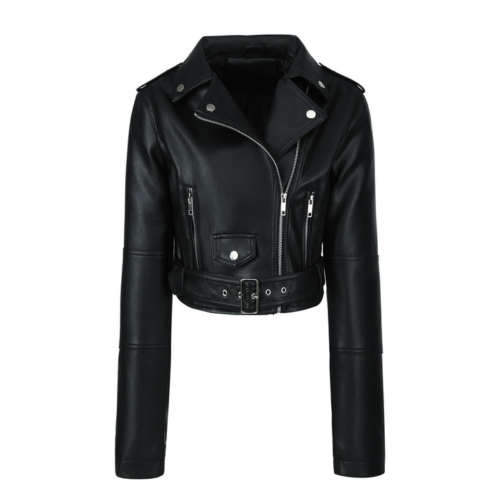 Damen Modische Bikerjacke mit Gürtel Drune