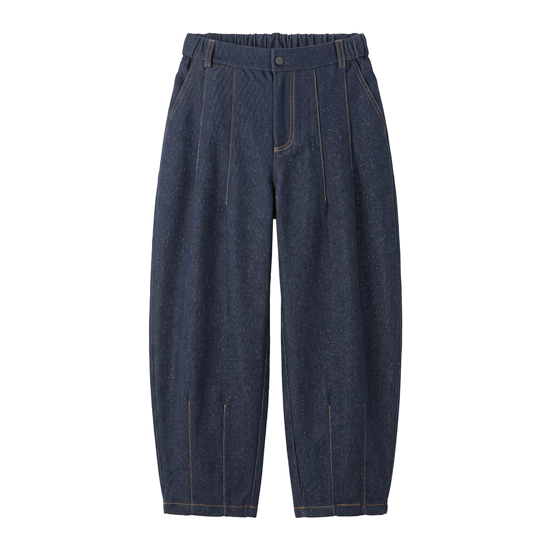 Damen Hochtaillierte Relaxed-Jeanshose mit Bundfalten, Teilungsnähten und elastischem Rückbund Drune