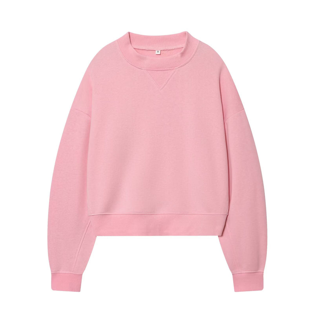 Damen Oversized kurzgeschnittenes Sweatshirt mit geripptem Halsausschnitt Drune