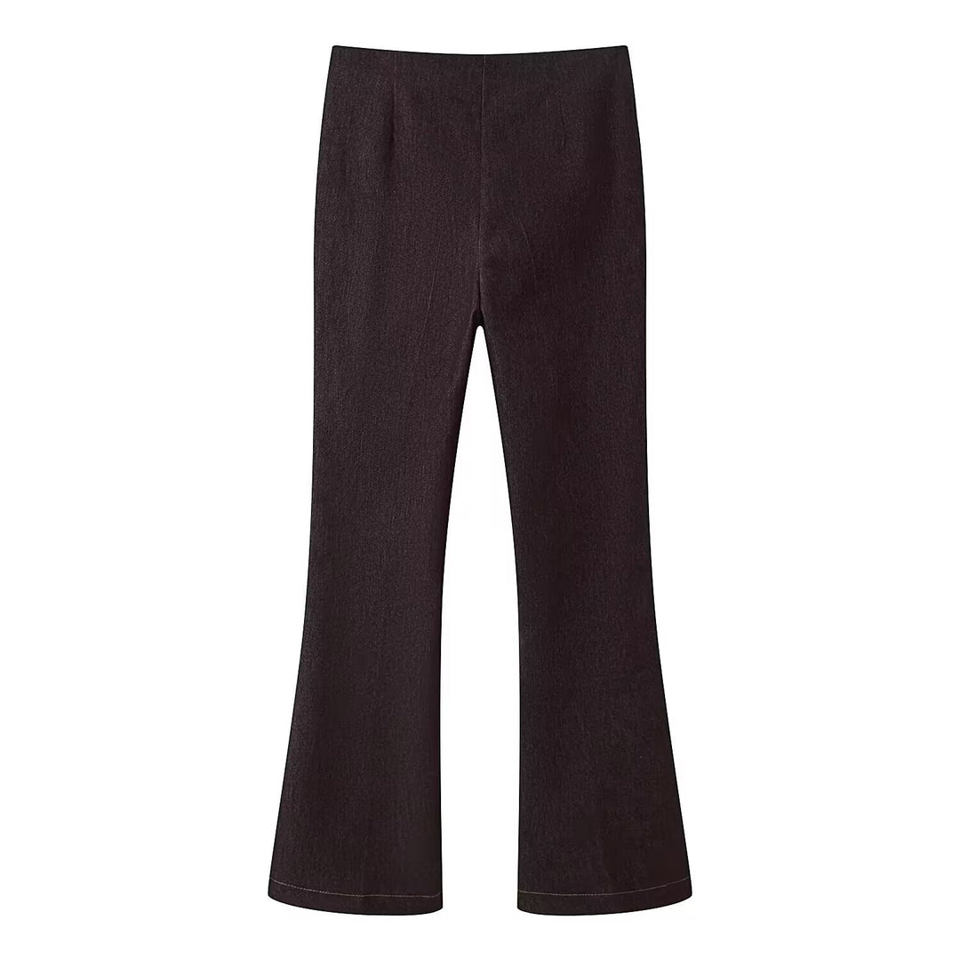 Damen Highwaist-Schlaghose mit Bügelfalte und leichtem Stretch Drune