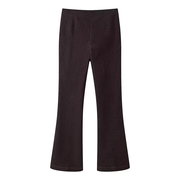 Damen Highwaist-Schlaghose mit Bügelfalte und leichtem Stretch Drune