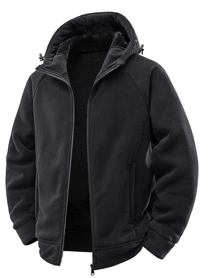 Herren Gefütterte Kapuzen-Fleecejacke mit Teddyfutter und durchgehendem Reißverschluss Drune