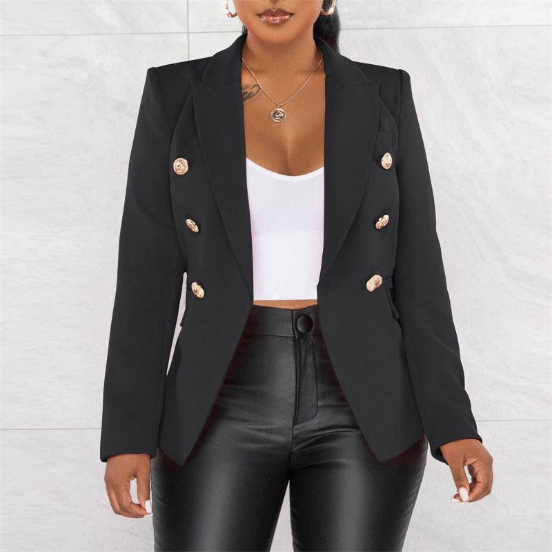 Damen Modischer Doppelt Gepknöpfter Blazer Drune