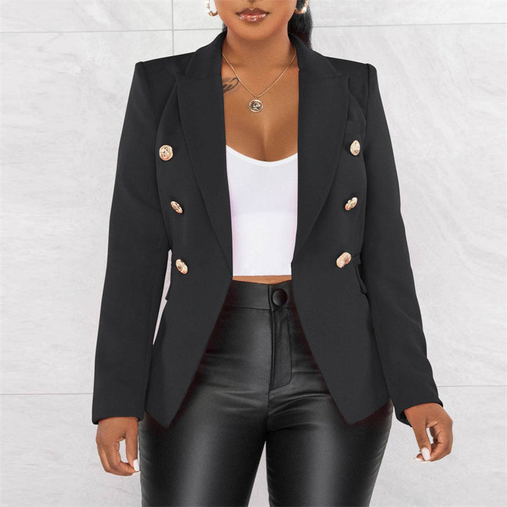 Damen Modischer Doppelt Gepknöpfter Blazer Drune