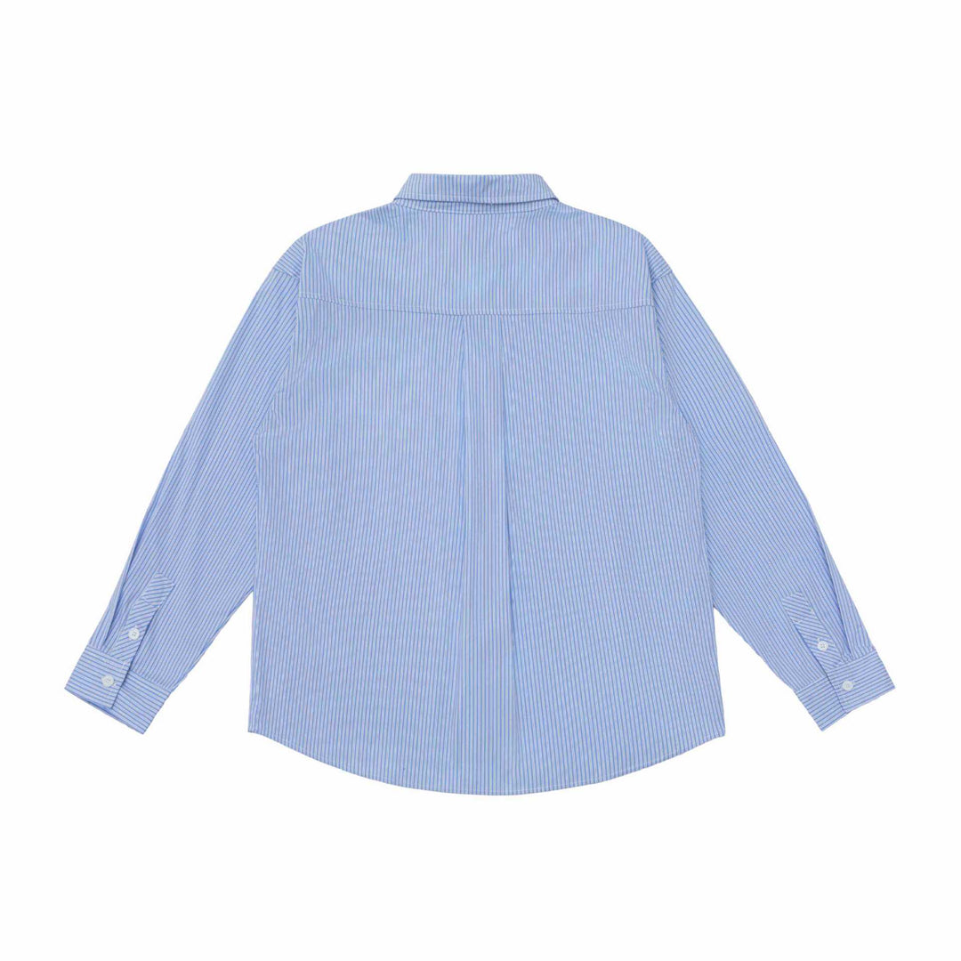 Unisex Oversize Streifenhemd mit Stickdetail und Kentkragen Drune