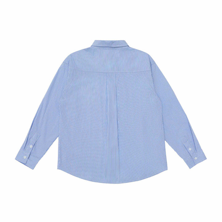 Unisex Oversize Streifenhemd mit Stickdetail und Kentkragen Drune