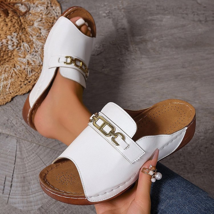 Damen Komfortable Clogs mit dekorativer Schnalle und atmungsaktiver Innensohle Drune