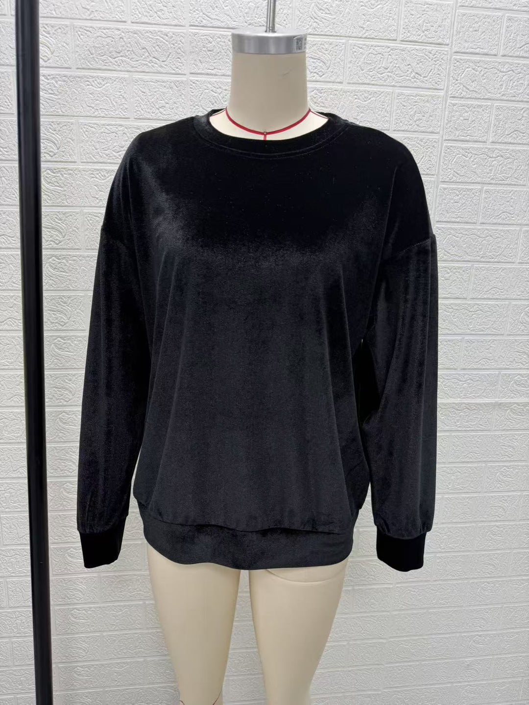 Damen Oversize-Samtpullover mit weitem Schnitt und geripptem Saum Drune